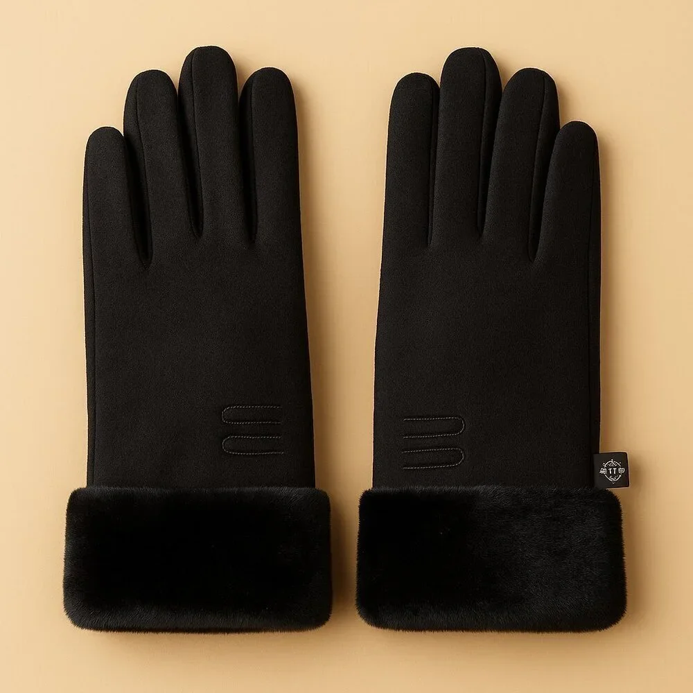 🖤 Urban Republic Faux Fur Cuff Gloves – Black – Size S 🖤
